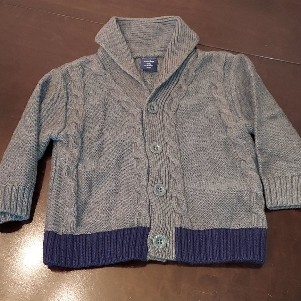 Baby Gap Gray Shawl Neck Cardigan Sweater 12-18M